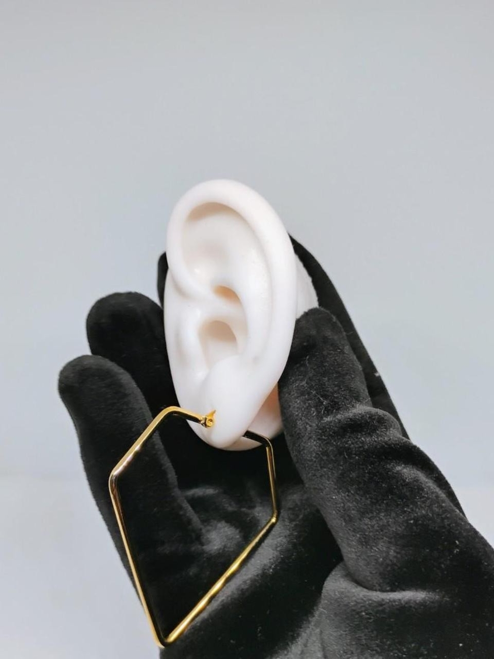 Diamond Shape Hoops, Gold Plated